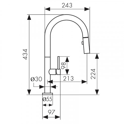Смеситель для кухни Kaiser Merkur 26466-15 Вороненая сталь латунь