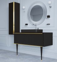 Шкаф пенал Boheme Armadi Art Vallessi Avantgarde Canale 35 846-BG подвесной Черный Золото МДФ / ЛДСП