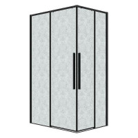 Душевой уголок Grossman Galaxy 100x90 L 300.K33.01.90R10L.21.02 профиль Черный матовый стекло шиншилла