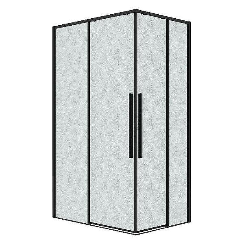 Душевой уголок Grossman Galaxy 100x90 L 300.K33.01.90R10L.21.02 профиль Черный матовый стекло шиншилла