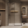 Душевой уголок Grossman Galaxy 100x90 L 300.K33.01.90R10L.21.02 профиль Черный матовый стекло шиншилла