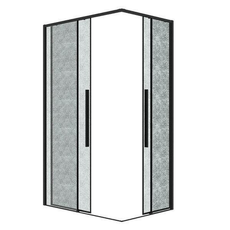 Душевой уголок Grossman Galaxy 100x90 L 300.K33.01.90R10L.21.02 профиль Черный матовый стекло шиншилла