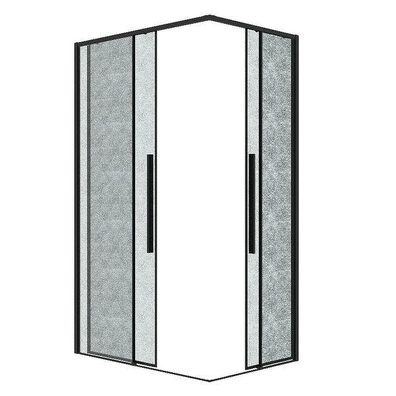 Душевой уголок Grossman Galaxy 100x90 L 300.K33.01.90R10L.21.02 профиль Черный матовый стекло шиншилла