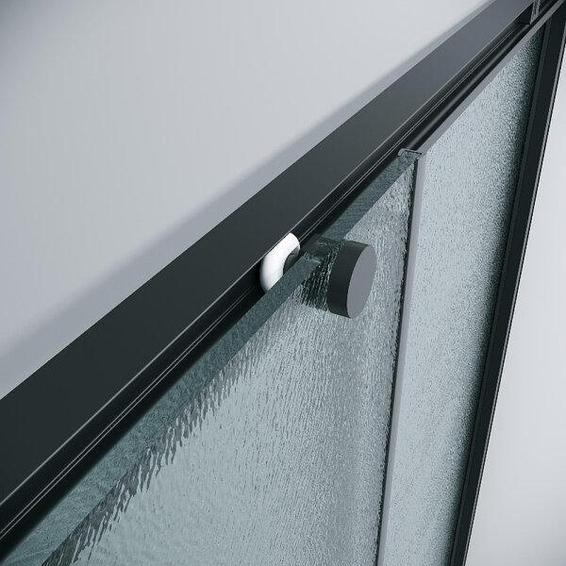 Душевой уголок Grossman Galaxy 100x90 L 300.K33.01.90R10L.21.02 профиль Черный матовый стекло шиншилла