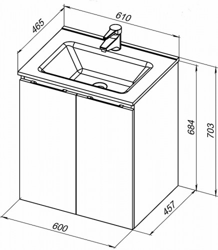 Тумба под раковину Aquanet Алвита New 60 277525 подвесная Дуб Веллингтон МДФ / ЛДСП