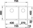 Кухонная мойка Blanco Subline 430/270-U 523151 Антрацит искусственный камень (литьевой мрамор) встраиваемый