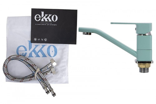 Смеситель для раковины Ekko E45303 цвет Хром Бирюзовый