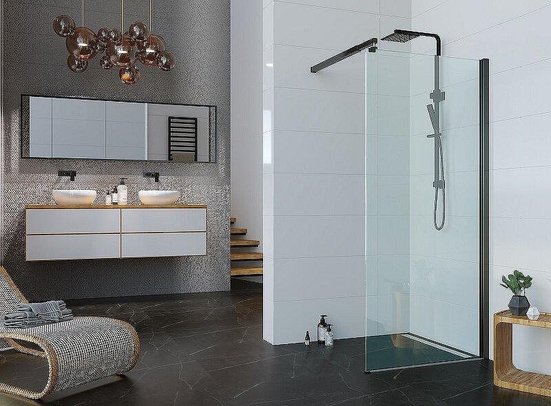 Душевая перегородка Alex Baitler 120 AB29120B1 профиль Черный стекло прозрачное