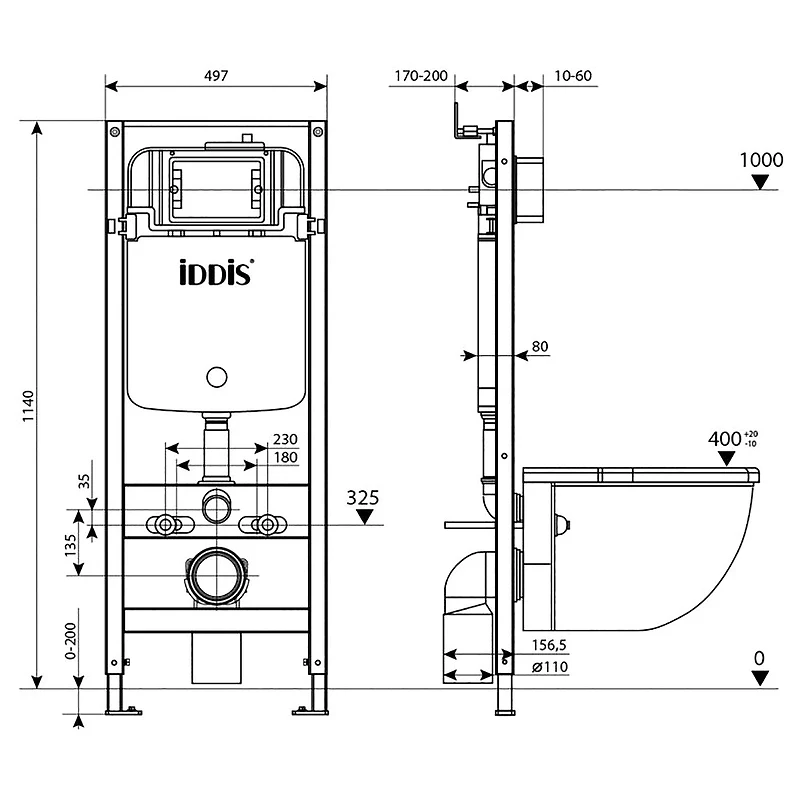 Инсталляция Iddis Optima Home OPH00GCi32K для унитаза с клавишей смыва Хром нержавеющая сталь