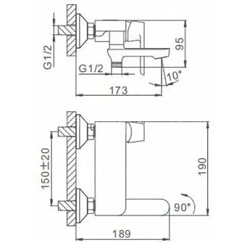 Смеситель для ванны Frap H34 F3234 Белый Хром латунь на стену