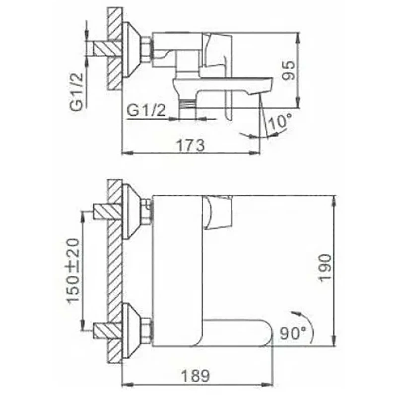 Смеситель для ванны Frap H34 F3234 Белый Хром латунь на стену
