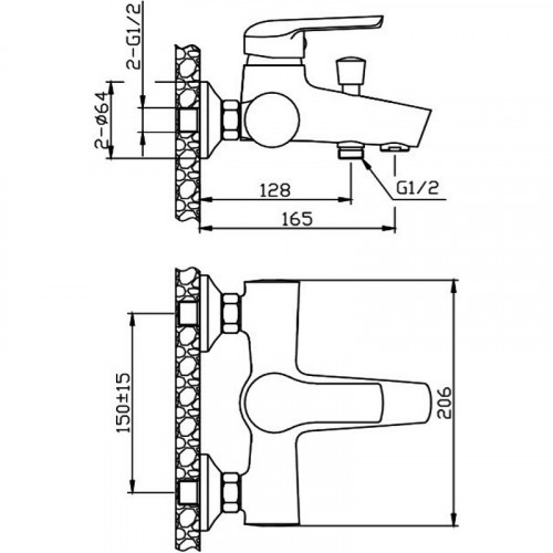 Смеситель для ванны Orange Tony M54-100Gr Графит на стену