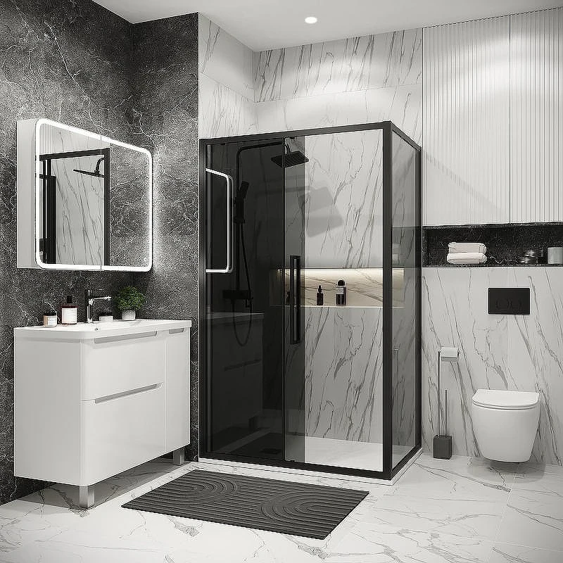 Душевой уголок Grossman Cosmo 130х90 120.K33.02.1390.21.10 профиль Черный матовый стекло тонированное