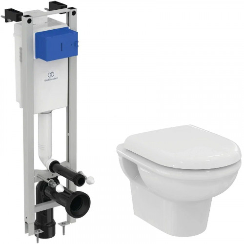 Комплект унитаза с инсталляцией Ideal Standard Prosys Eco Frame Exacto X022601 с сиденьем Микролифт фарфор подвесной