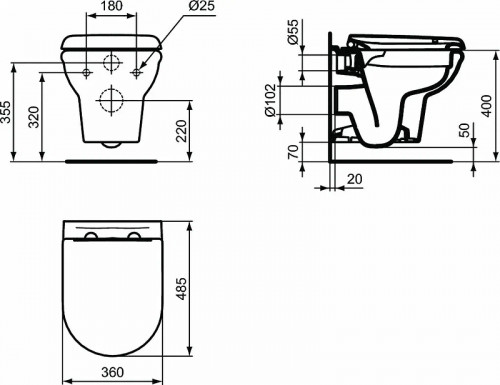 Комплект унитаза с инсталляцией Ideal Standard Prosys Eco Frame Exacto X022601 с сиденьем Микролифт фарфор подвесной