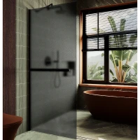 Душевая перегородка Maybah Glass MGD-736-6ш 890x1950 в широком профиле Черный стекло графитовое матовое