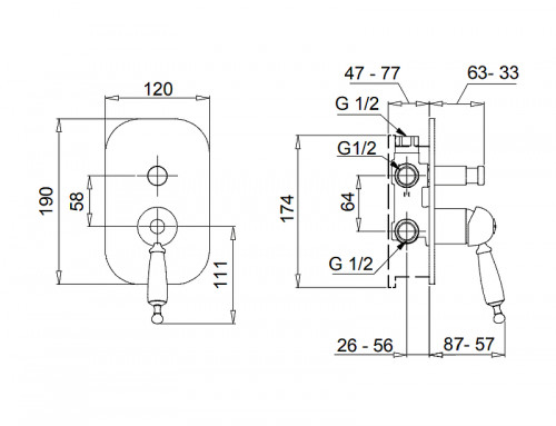 Смеситель для душа Migliore Oxford 19138 Хром латунь встраиваемый