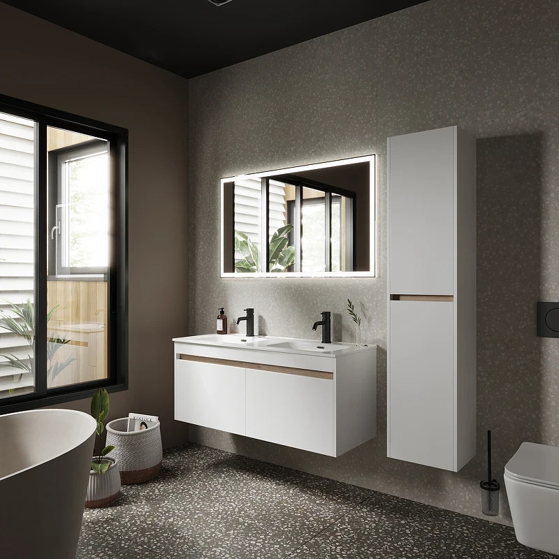 Тумба под раковину Sancos Smart 120 SM120-2W подвесная Белый глянец МДФ / ЛДСП