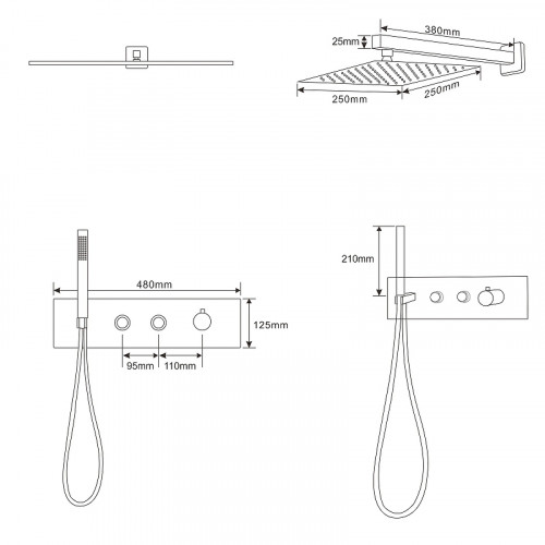 Душевая система Ceruttispa Velia CR CT10398 Хром нержавеющая сталь встраиваемый
