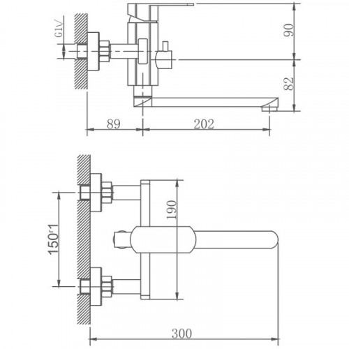 Смеситель для ванны Haiba HB60806 универсальный Нержавеющая сталь нержавеющая сталь на стену