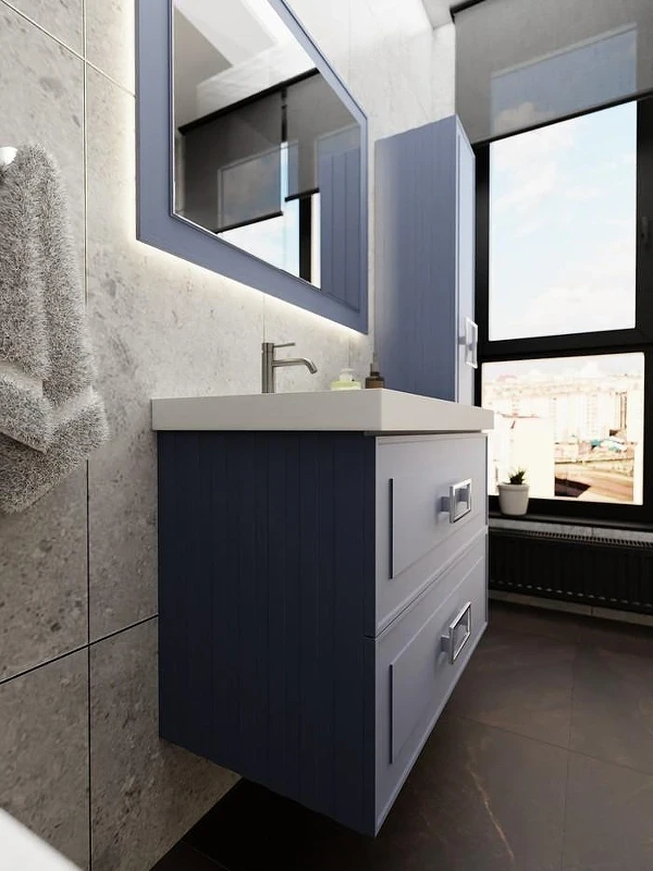 Тумба под раковину La Fenice Cubo Twin 100 FNC-01-CUB-BG-100-2 подвесная Синяя матовая