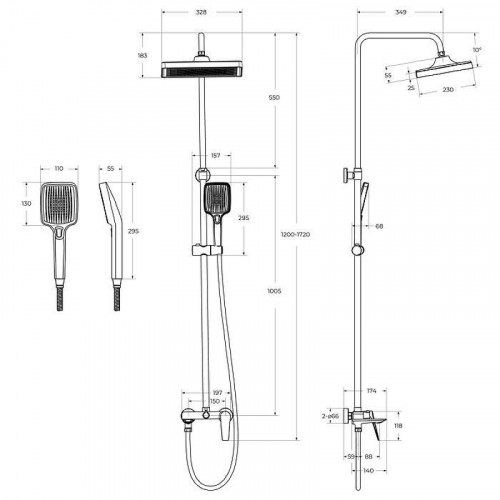 Душевая система Cezares Liner LINER-CVD-GM Оружейная сталь