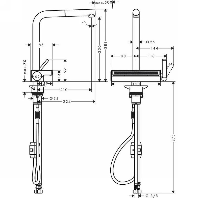 Смеситель для кухни Hansgrohe Aquno Select M81 73836000 Хром латунь
