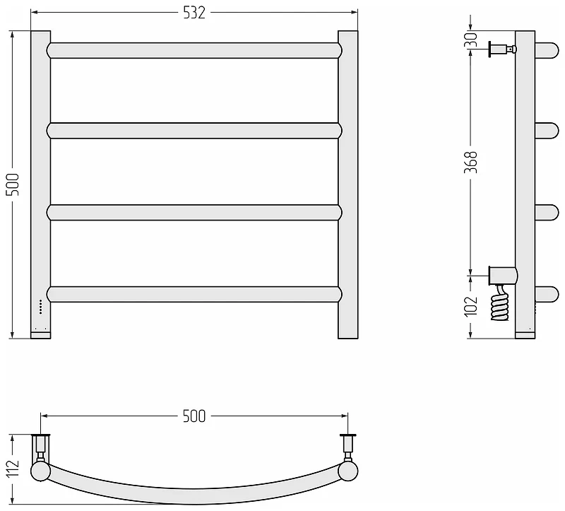 Электрический полотенцесушитель Сунержа Галант 4.0 50x50 071-0830-5050 цвет Сатин