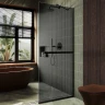 Душевая перегородка Maybah Glass MGD-1461-6у 990х1950 в узком профиле с полотенцедержателем Черный стекло графитовое