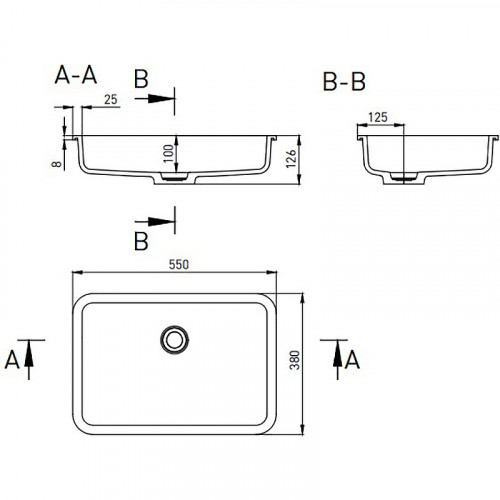 Раковина Salini Marea 55 09 1802209M Белая матовая искусственный камень (литьевой мрамор) встраиваемый