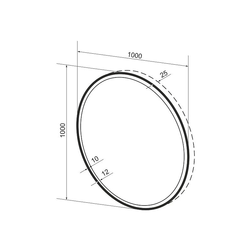Зеркало Wellsee 7 Rays' Spectrum 100 172200270 с подсветкой цвет Черный матовый с сенсорным выключателем