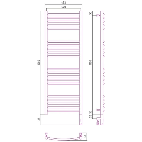 Электрический полотенцесушитель Сунержа Богема 3.0 1200x400 R 00-5803-1240 Хром нержавеющая сталь