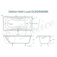 Чугунная ванна Delice Haiti Luxe 150x80 DLR230636R с отверстиями под ручки без антискользящего покрытия