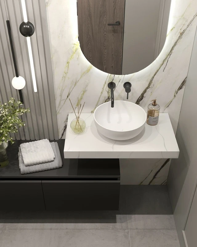 Столешница под раковину Boheme Armadi Art Flat 60 869-060-CLCT Белый мрамор искусственный камень (литьевой мрамор)