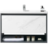 Тумба с раковиной Orans BC-0903 60 903600 подвесная Dark grey White marble МДФ / ЛДСП