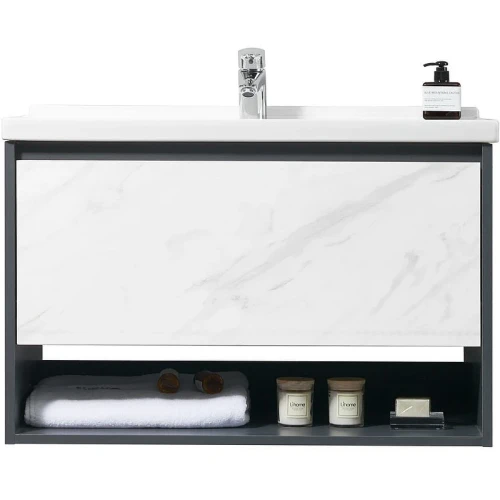 Тумба с раковиной Orans BC-0903 60 903600 подвесная Dark grey White marble МДФ / ЛДСП