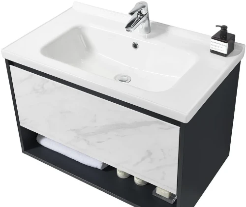Тумба с раковиной Orans BC-0903 60 903600 подвесная Dark grey White marble МДФ / ЛДСП