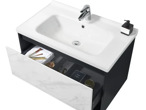 Тумба с раковиной Orans BC-0903 60 903600 подвесная Dark grey White marble МДФ / ЛДСП
