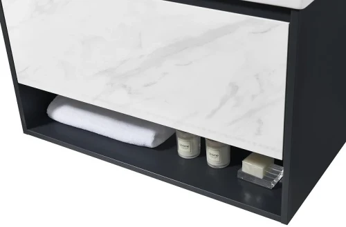 Тумба с раковиной Orans BC-0903 60 903600 подвесная Dark grey White marble МДФ / ЛДСП