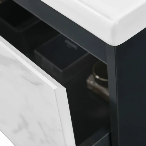 Тумба с раковиной Orans BC-0903 60 903600 подвесная Dark grey White marble МДФ / ЛДСП