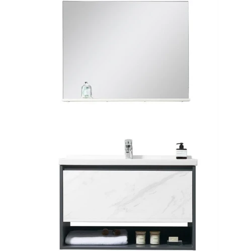 Тумба с раковиной Orans BC-0903 60 903600 подвесная Dark grey White marble МДФ / ЛДСП