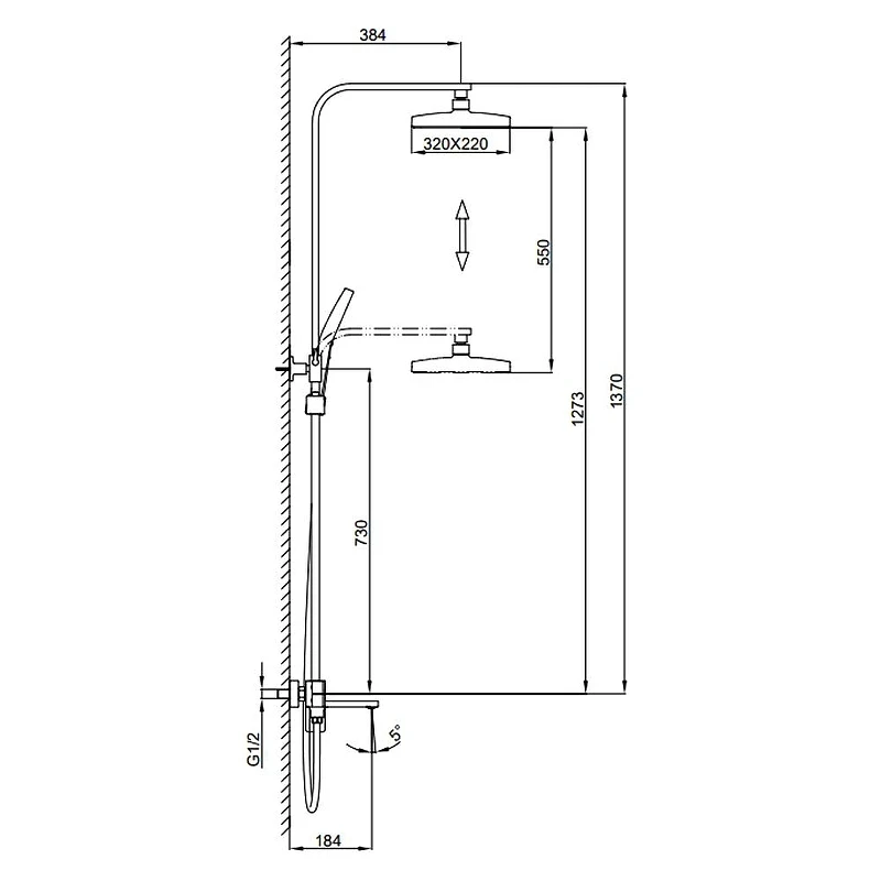 Душевая система Frap F2490-6 цвет Черный матовый