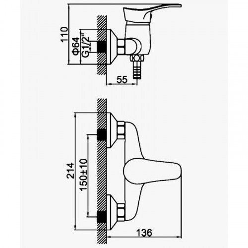 Смеситель для душа D-Lin D160305 Хром