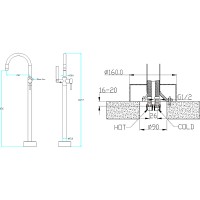 Смеситель для ванны Boheme Uno 469-MW Белый матовый латунь на пол