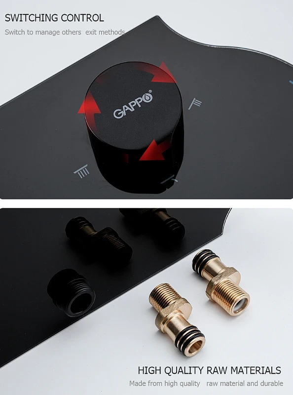 Душевая система Gappo G2495-86 Черная матовая латунь на стену