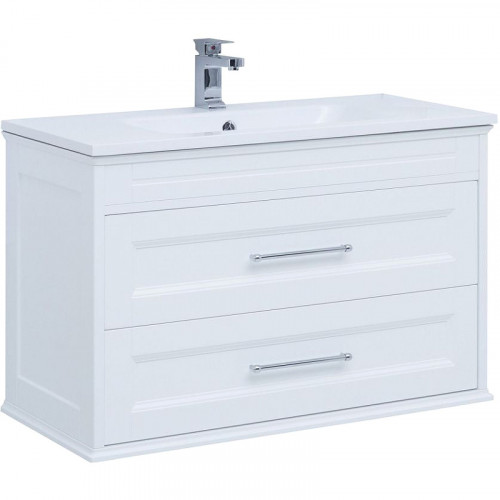 Тумба под раковину Aquanet Бостон 100 М 209678 подвесная Белый матовый МДФ / ЛДСП