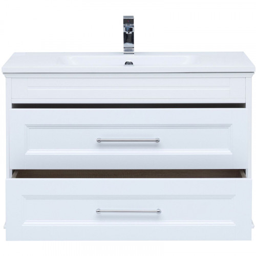 Тумба под раковину Aquanet Бостон 100 М 209678 подвесная Белый матовый МДФ / ЛДСП