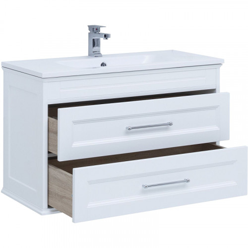 Тумба под раковину Aquanet Бостон 100 М 209678 подвесная Белый матовый МДФ / ЛДСП