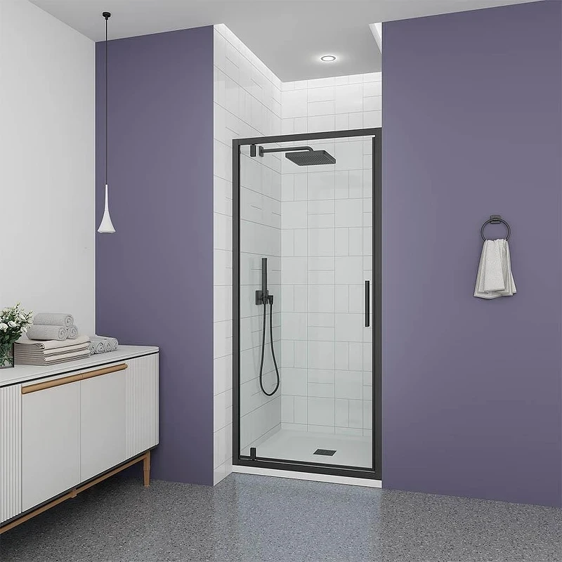 Душевая дверь Veconi Ottimo 90 OP30B-90-01-C9 профиль Черный матовый стекло прозрачное