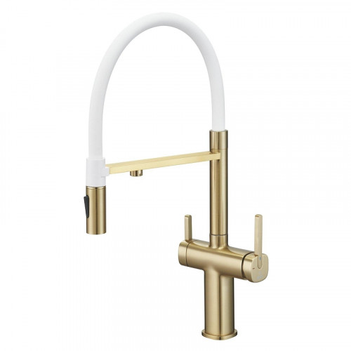 Смеситель для кухни Rose R358G цвет Золотой сатин Белый